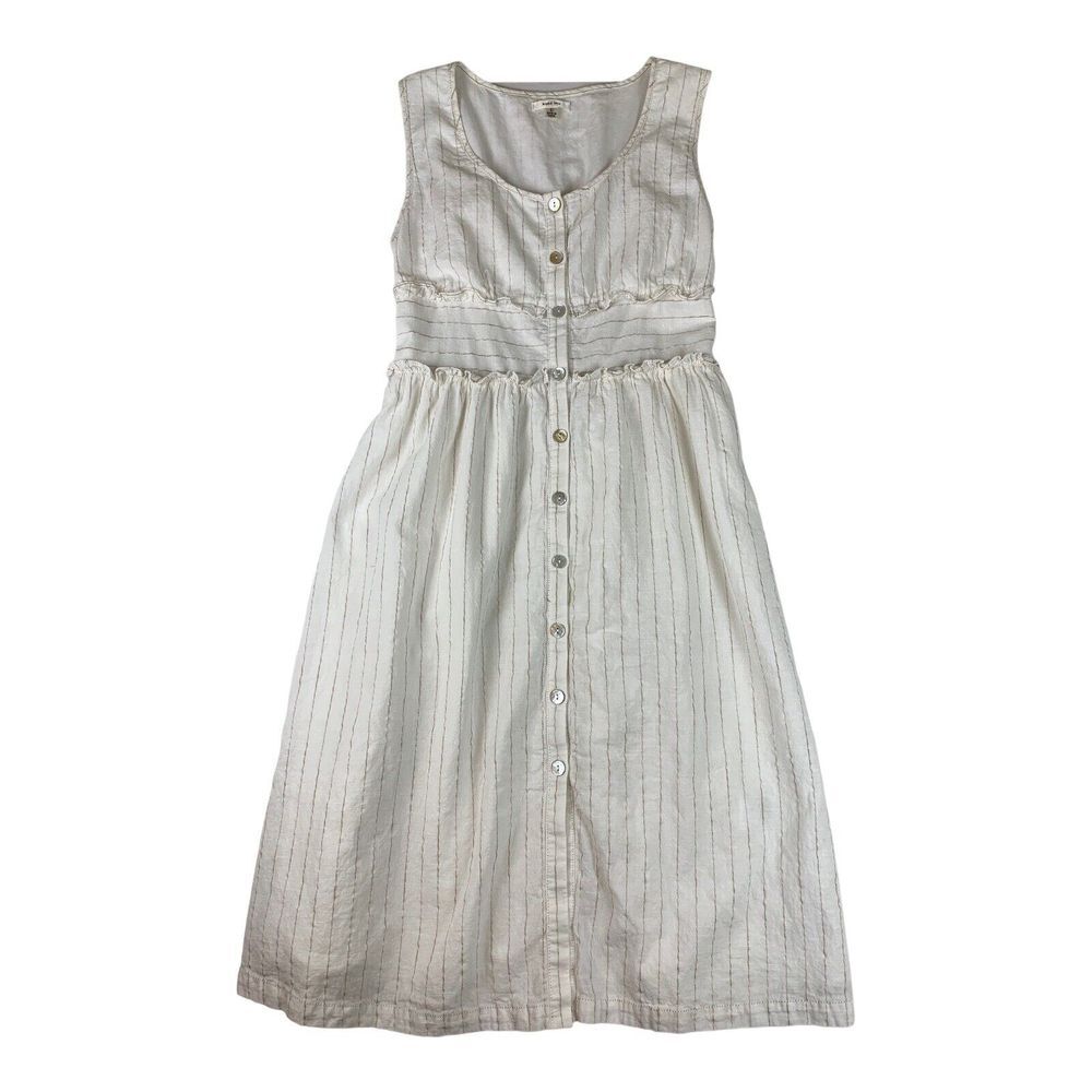 Sophie Max Cream Sleeveless Button-Front Midi Dress